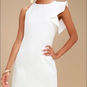 Lulu’s Dinah White One-Shoulder Dress
